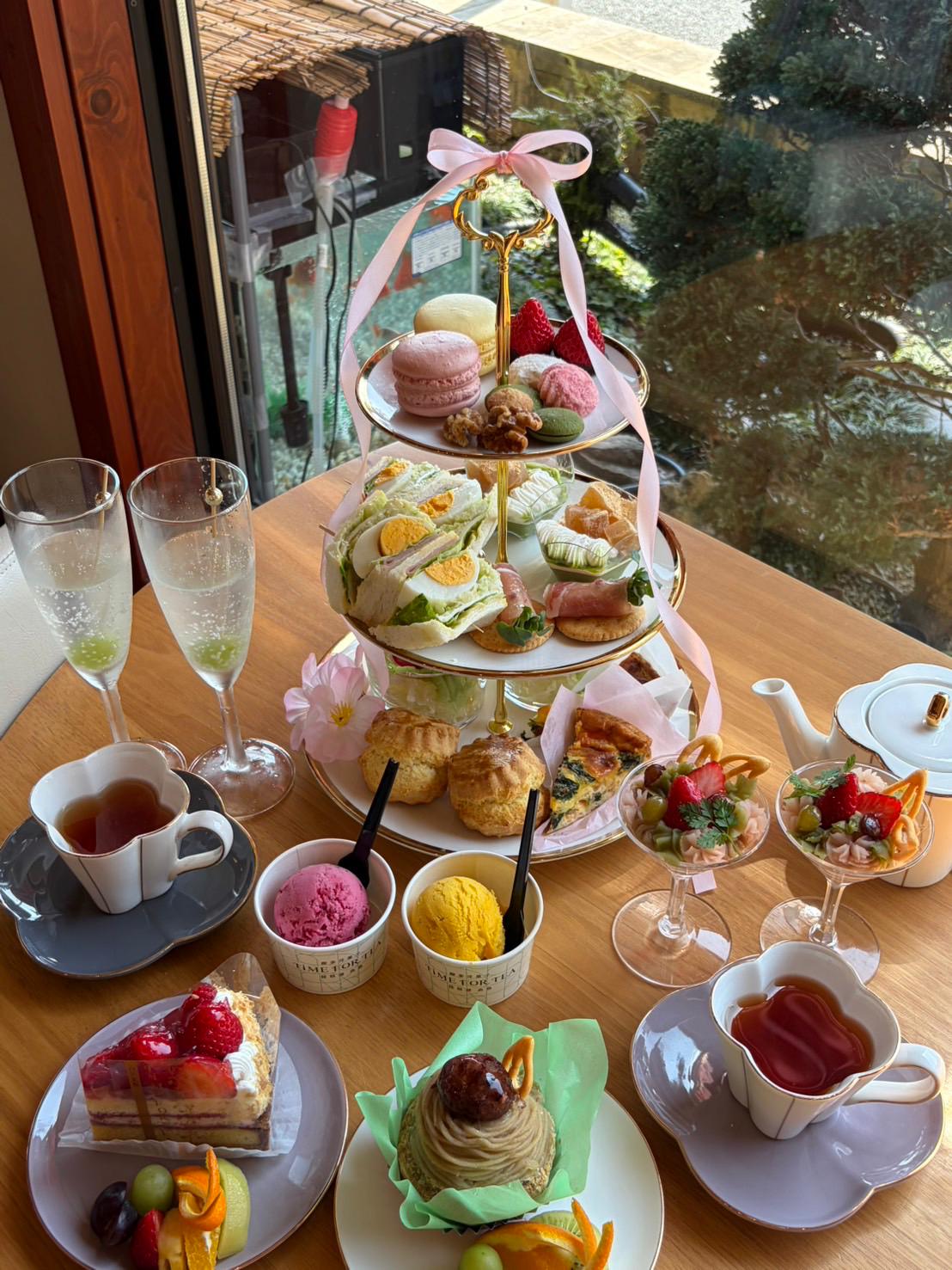 Afternoon tea three-tier stand at Time for Tea